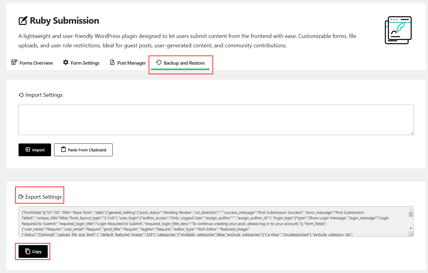 Backup Submission Form Data