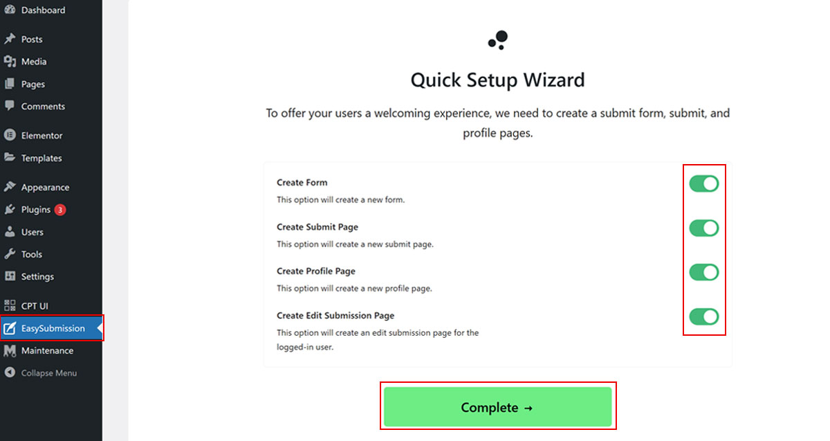 Easy Post Submission Interface