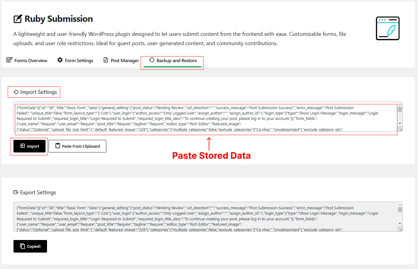 Backup Submission Form Data