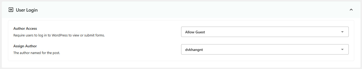 User Login Setting